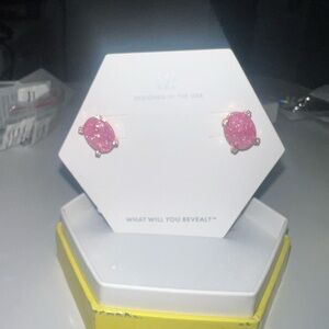 Chic Pink Oval Earrings